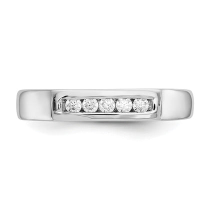 585 Weißgold Ehering mit 5 kanalgefassten natürlichen Diamanten, 0,15 ct. Gesamtgewicht
