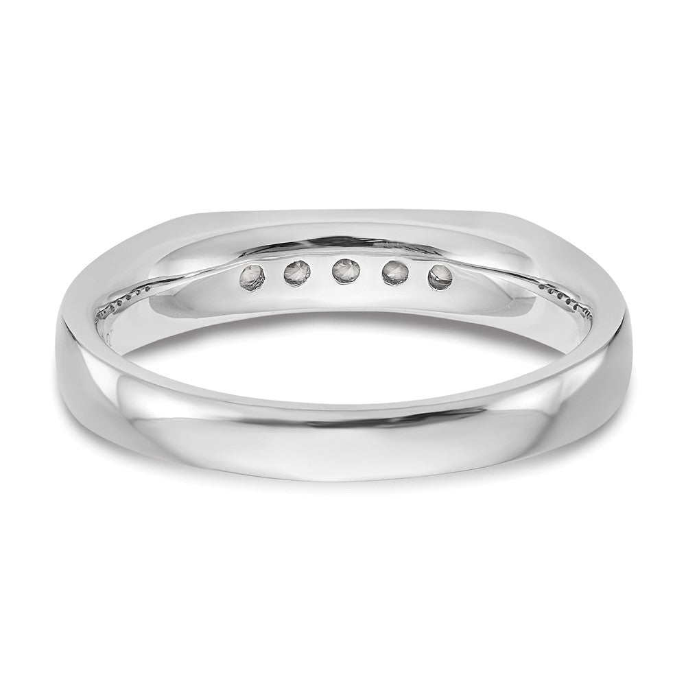 585 Weißgold Ehering mit 5 kanalgefassten natürlichen Diamanten, 0,15 ct. Gesamtgewicht