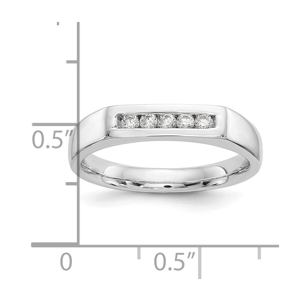 585 Weißgold Ehering mit 5 kanalgefassten natürlichen Diamanten, 0,15 ct. Gesamtgewicht