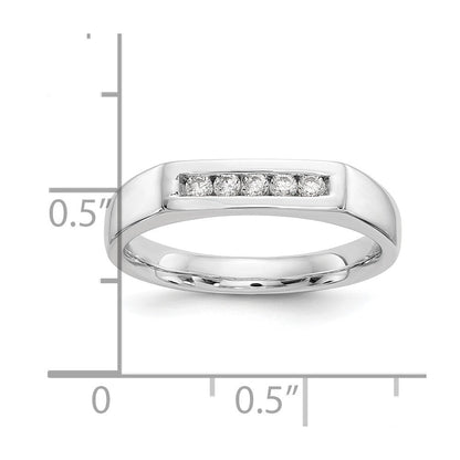 585 Weißgold Ehering mit 5 kanalgefassten natürlichen Diamanten, 0,15 ct. Gesamtgewicht