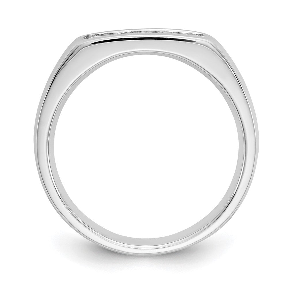 14K Weißgold Ehering, kanalgefasst mit 5 natürlichen Diamanten