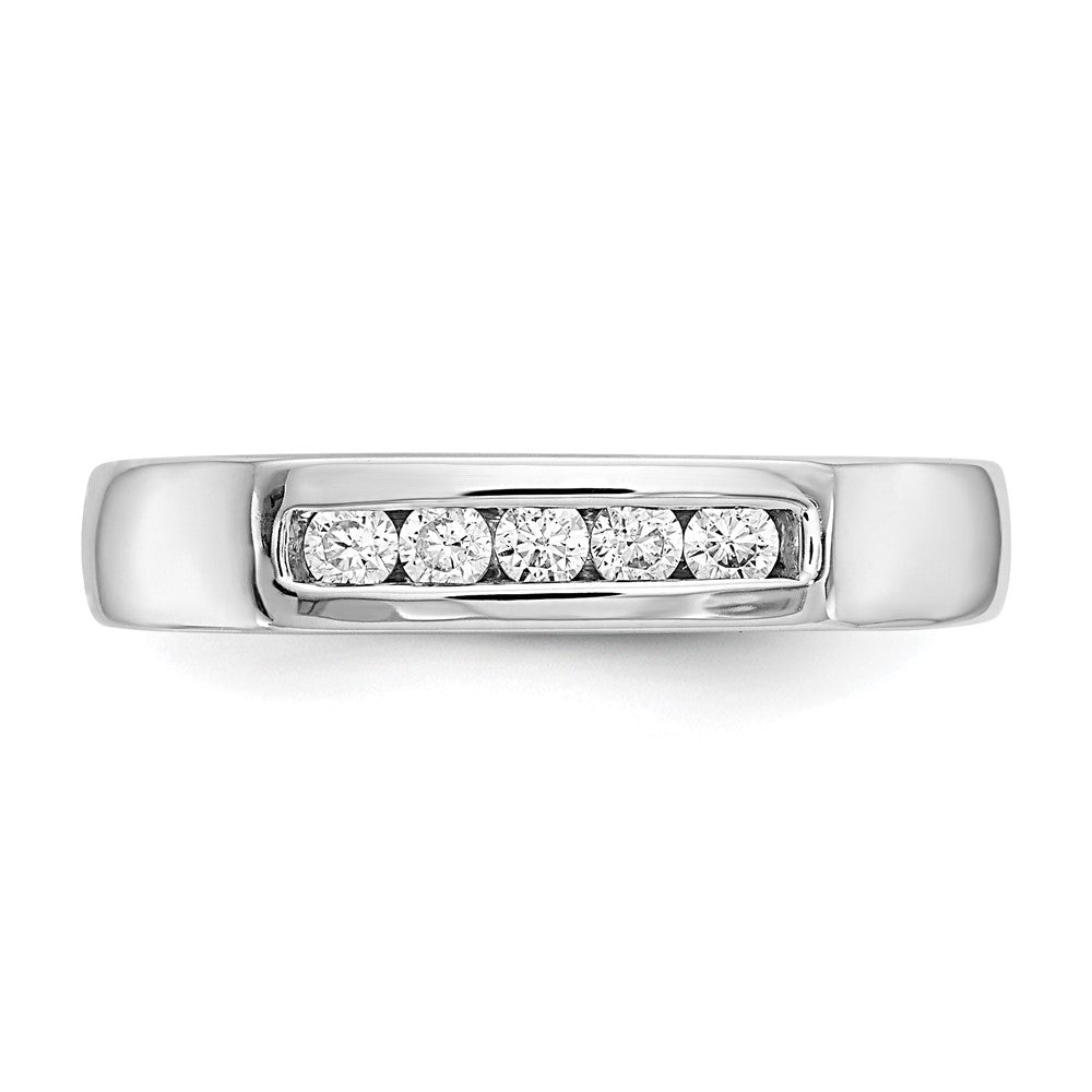 14K Weißgold Ehering, kanalgefasst mit 5 natürlichen Diamanten