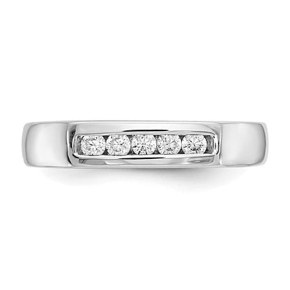 14K Weißgold Ehering, kanalgefasst mit 5 natürlichen Diamanten
