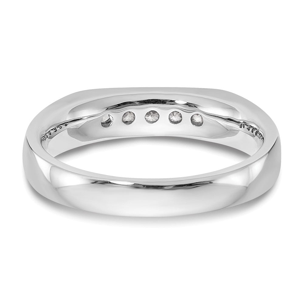 14K Weißgold Ehering, kanalgefasst mit 5 natürlichen Diamanten