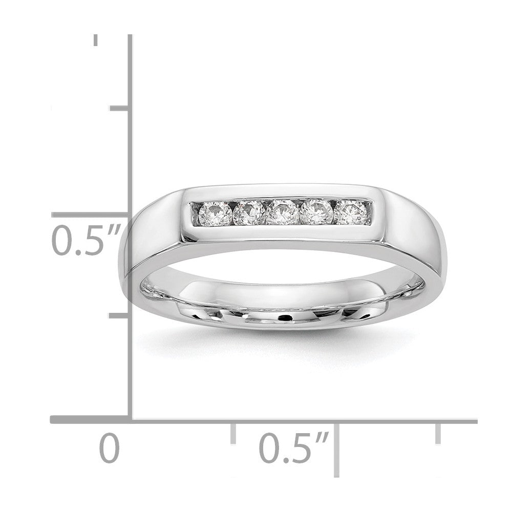 14K Weißgold Ehering, kanalgefasst mit 5 natürlichen Diamanten