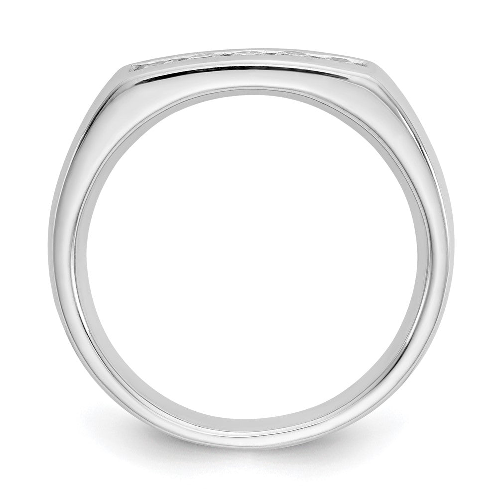 14K Weißgold Ehering mit 5 Diamanten in Kanalfassung