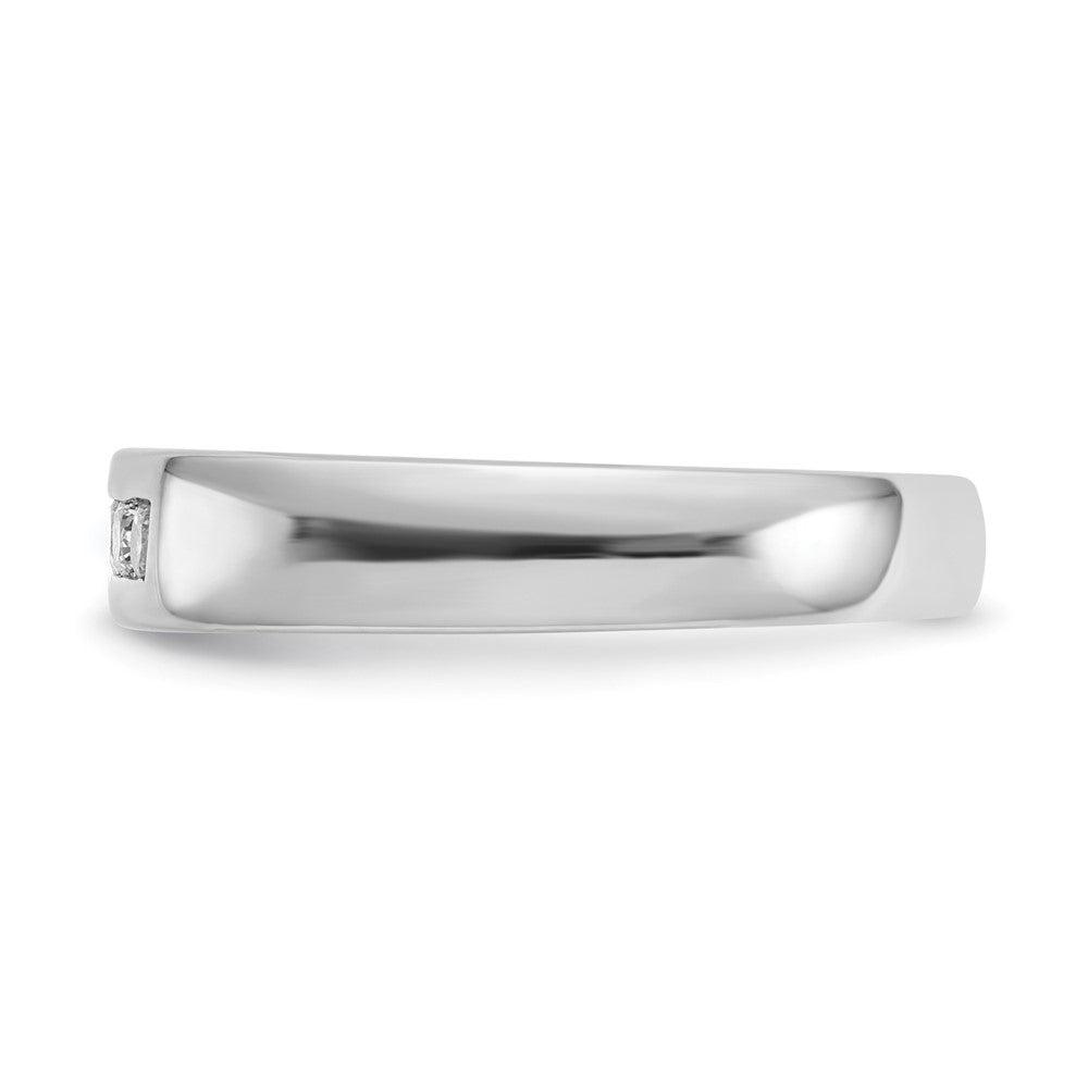 14K Weißgold Ehering mit 5 Diamanten in Kanalfassung