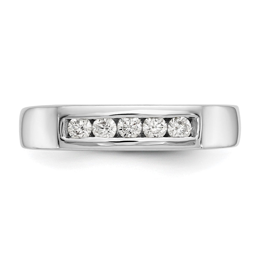 14K Weißgold Ehering mit 5 Diamanten in Kanalfassung