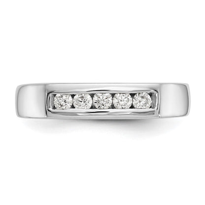 14K Weißgold Ehering mit 5 Diamanten in Kanalfassung