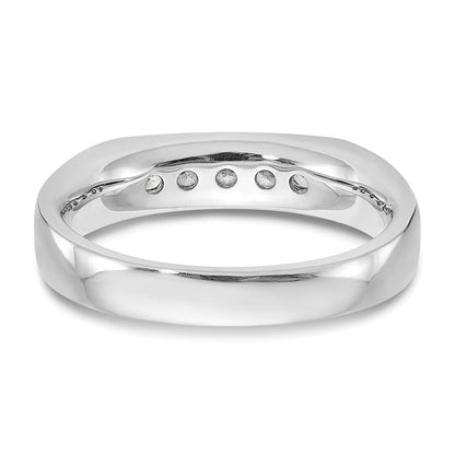 14K Weißgold Ehering mit 5 Diamanten in Kanalfassung