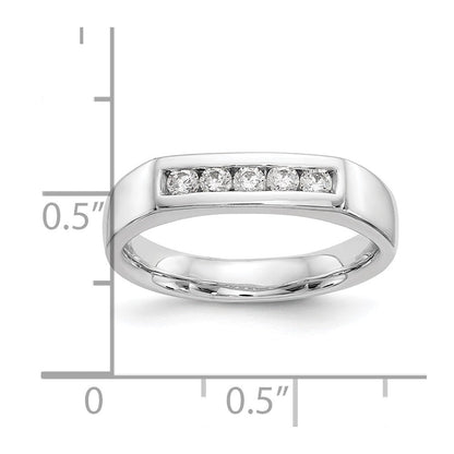 14K Weißgold Ehering mit 5 Diamanten in Kanalfassung