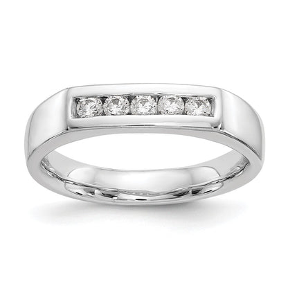 14K Weißgold Ehering mit 5 Diamanten in Kanalfassung