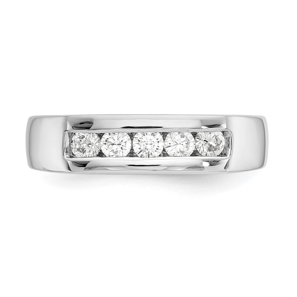 14K Weißgold Ehering mit 5 natürlichen Diamanten (0,4 ct Gesamtgewicht) in Kanalfassung