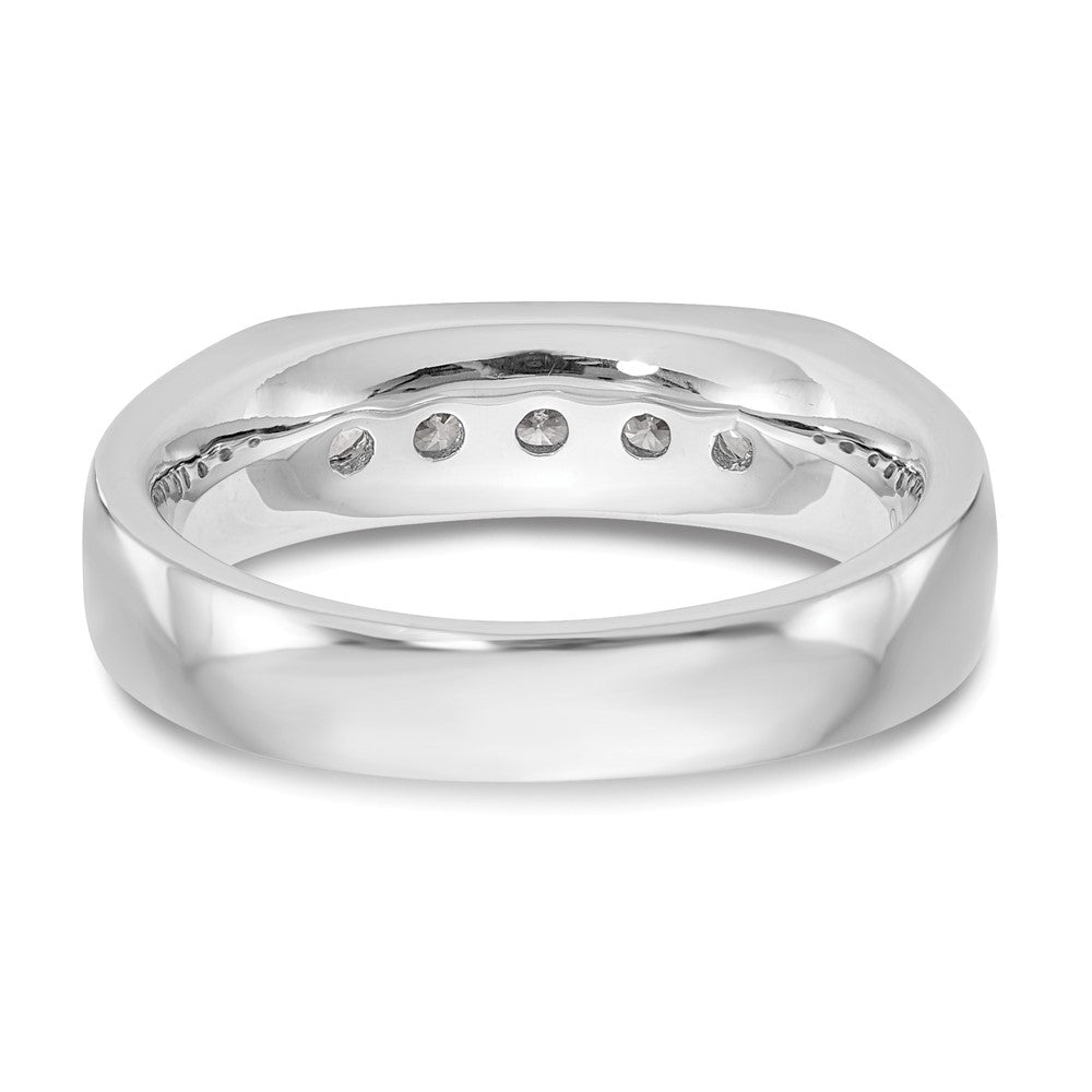 14K Weißgold Ehering mit 5 natürlichen Diamanten (0,4 ct Gesamtgewicht) in Kanalfassung