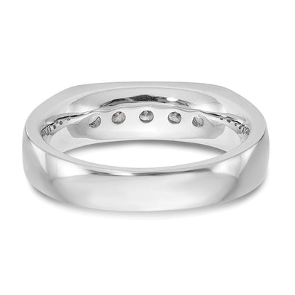 14K Weißgold Ehering mit 5 natürlichen Diamanten (0,4 ct Gesamtgewicht) in Kanalfassung