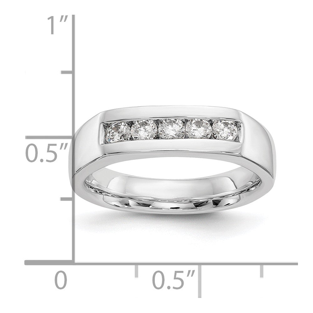 14K Weißgold Ehering mit 5 natürlichen Diamanten (0,4 ct Gesamtgewicht) in Kanalfassung