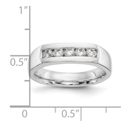 14K Weißgold Ehering mit 5 natürlichen Diamanten (0,4 ct Gesamtgewicht) in Kanalfassung