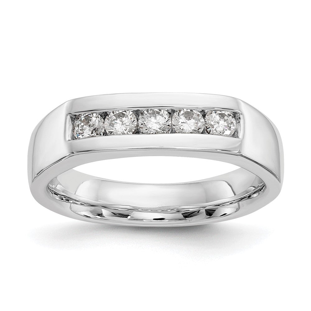 14K Weißgold Ehering mit 5 natürlichen Diamanten (0,4 ct Gesamtgewicht) in Kanalfassung