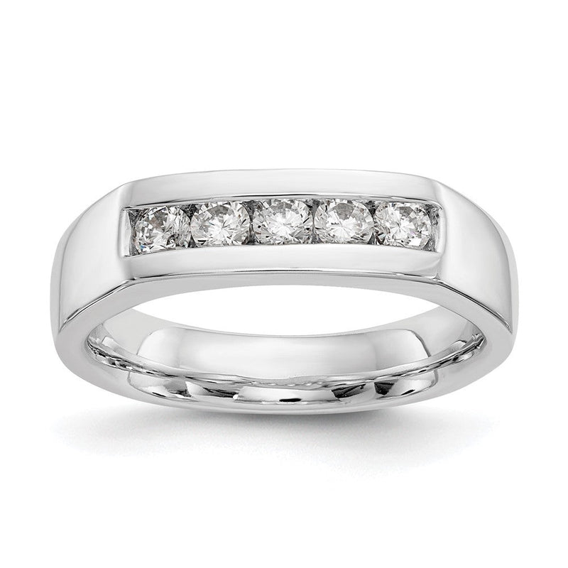 14K Weißgold Ehering mit 5 natürlichen Diamanten (0,4 ct Gesamtgewicht) in Kanalfassung