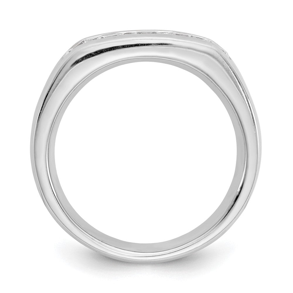 14K Weißgold Ehering mit 5 natürlichen Diamanten in Kanalfassung