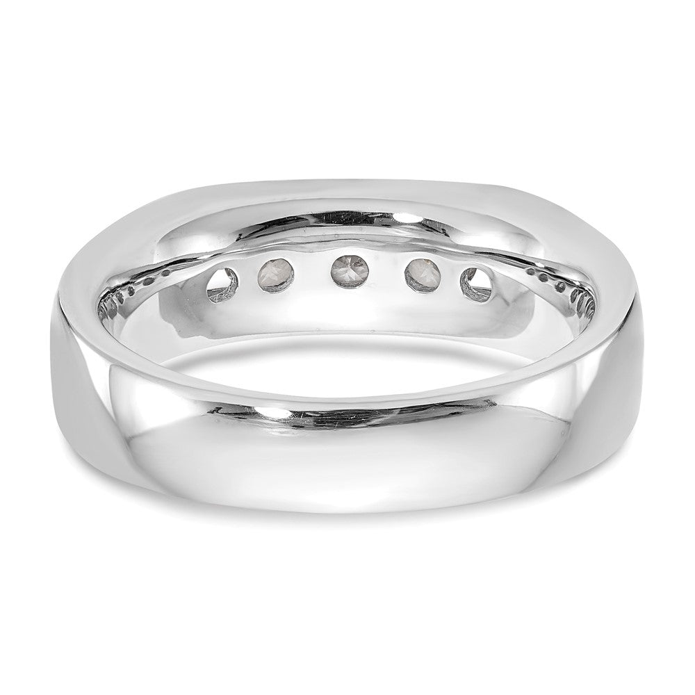 14K Weißgold Ehering mit 5 natürlichen Diamanten in Kanalfassung