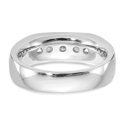 14K Weißgold Ehering mit 5 natürlichen Diamanten in Kanalfassung