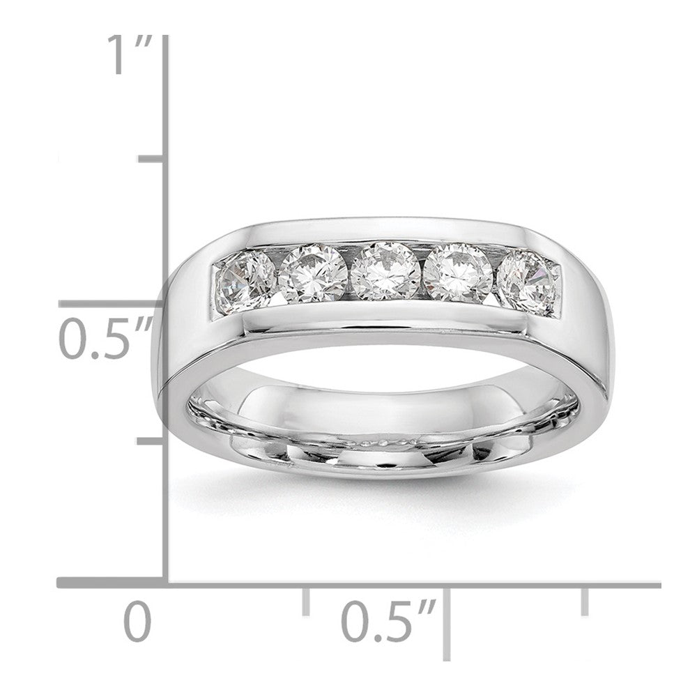 14K Weißgold Ehering mit 5 natürlichen Diamanten in Kanalfassung