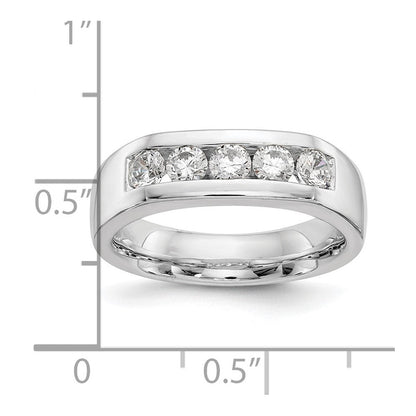 14K Weißgold Ehering mit 5 natürlichen Diamanten in Kanalfassung