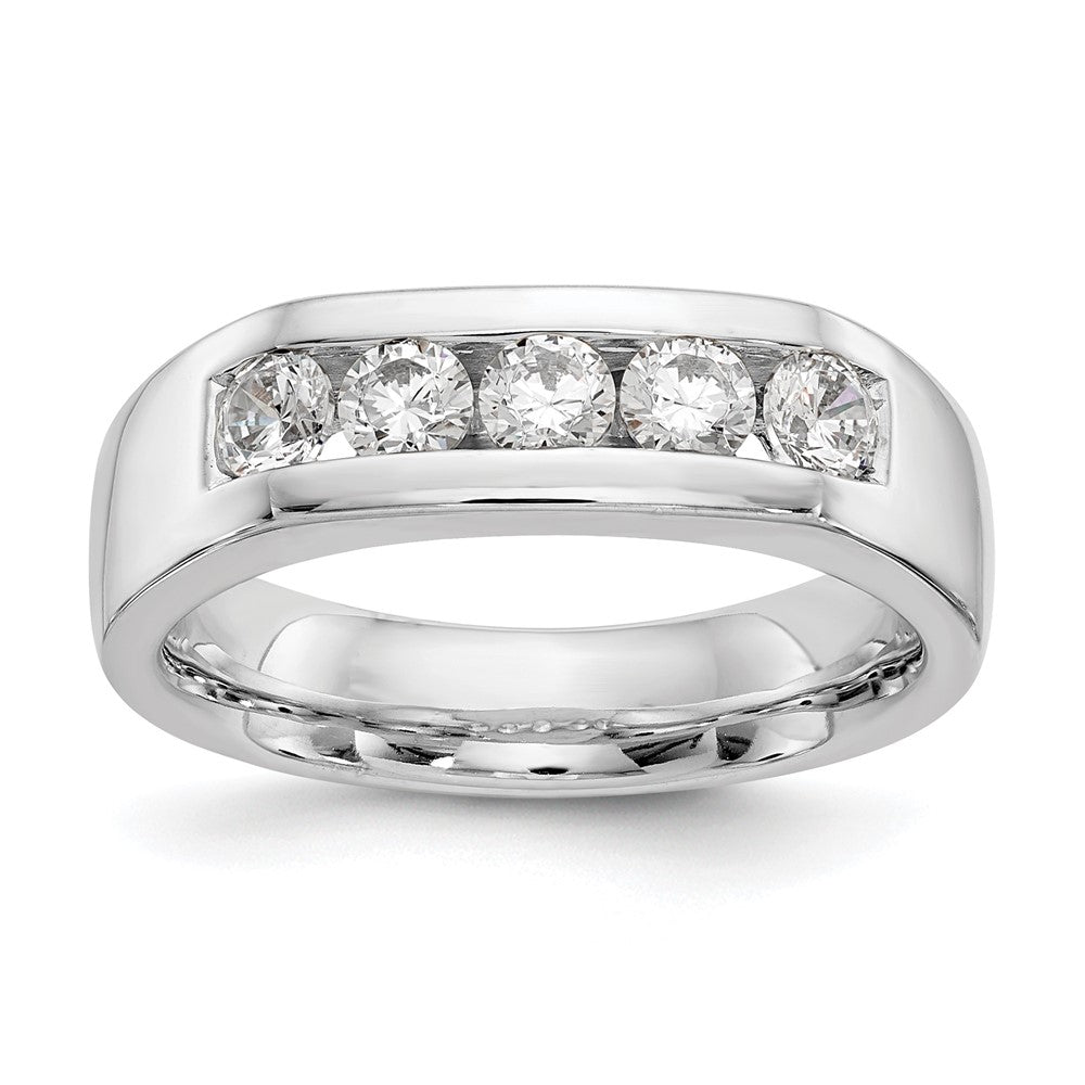 14K Weißgold Ehering mit 5 natürlichen Diamanten in Kanalfassung