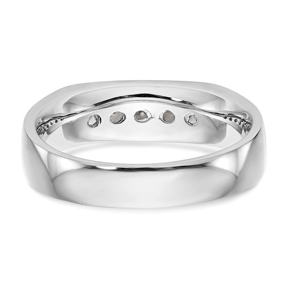14K Weißgold Ehering mit 5 natürlichen Diamanten in Kanalfassung