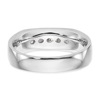 14K Weißgold Ehering mit 5 natürlichen Diamanten in Kanalfassung