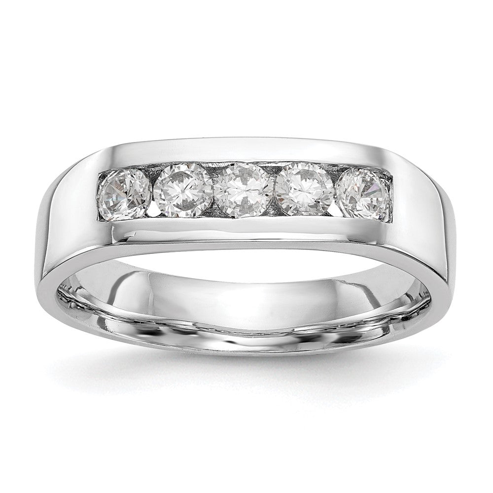 14K Weißgold Ehering mit 5 natürlichen Diamanten in Kanalfassung