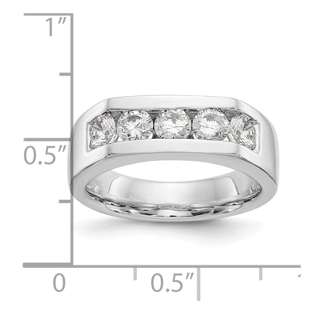 14K Weißgold 5-Stein-Ehering mit natürlichen Diamanten in Kanalfassung