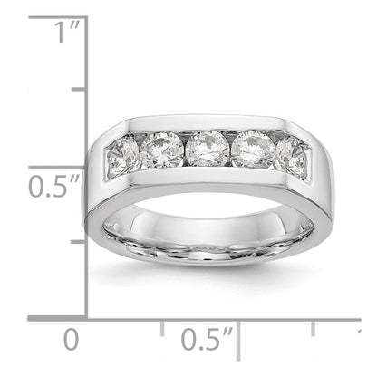 14K Weißgold 5-Stein-Ehering mit natürlichen Diamanten in Kanalfassung