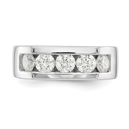 14K Weißgold Fünf-Stein-Ring mit natürlichen Diamanten in Kanalfassung