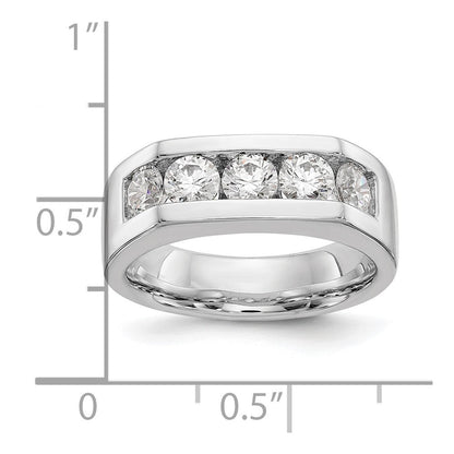 14K Weißgold Fünf-Stein-Ring mit natürlichen Diamanten in Kanalfassung