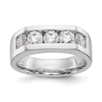 14K Weißgold Fünf-Stein-Ring mit natürlichen Diamanten in Kanalfassung