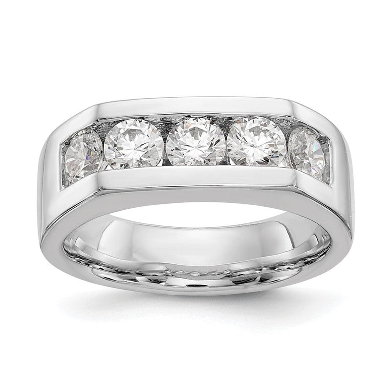 14K Weißgold Fünf-Stein-Ring mit natürlichen Diamanten in Kanalfassung