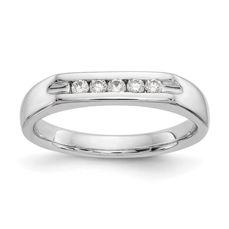 14K Weißgold Fünf-Steine-Ring mit Diamanten in Kanalfassung
