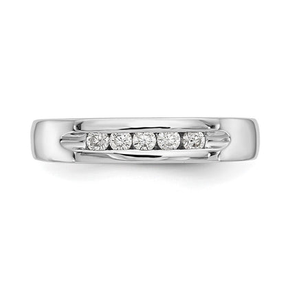 14K Weißgold Ehering mit 5 Diamanten in Kanalfassung