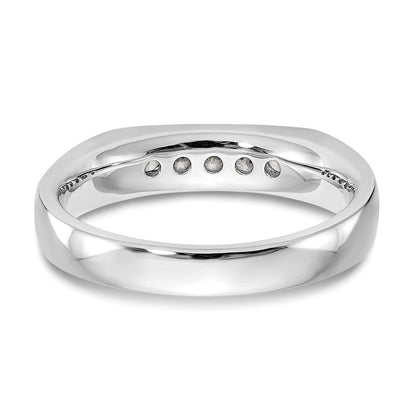 14K Weißgold Ehering mit 5 Diamanten in Kanalfassung