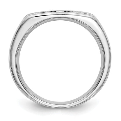 14K Weißgold Ehering mit 5 Diamanten in Kanalfassung