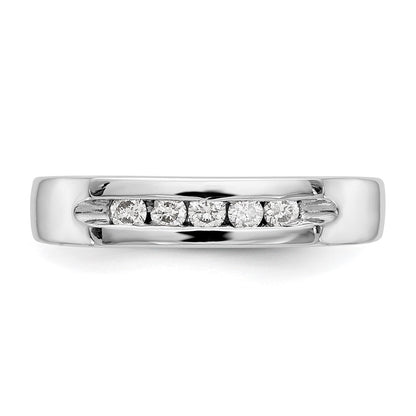 14K Weißgold Ehering mit 5 Diamanten in Kanalfassung