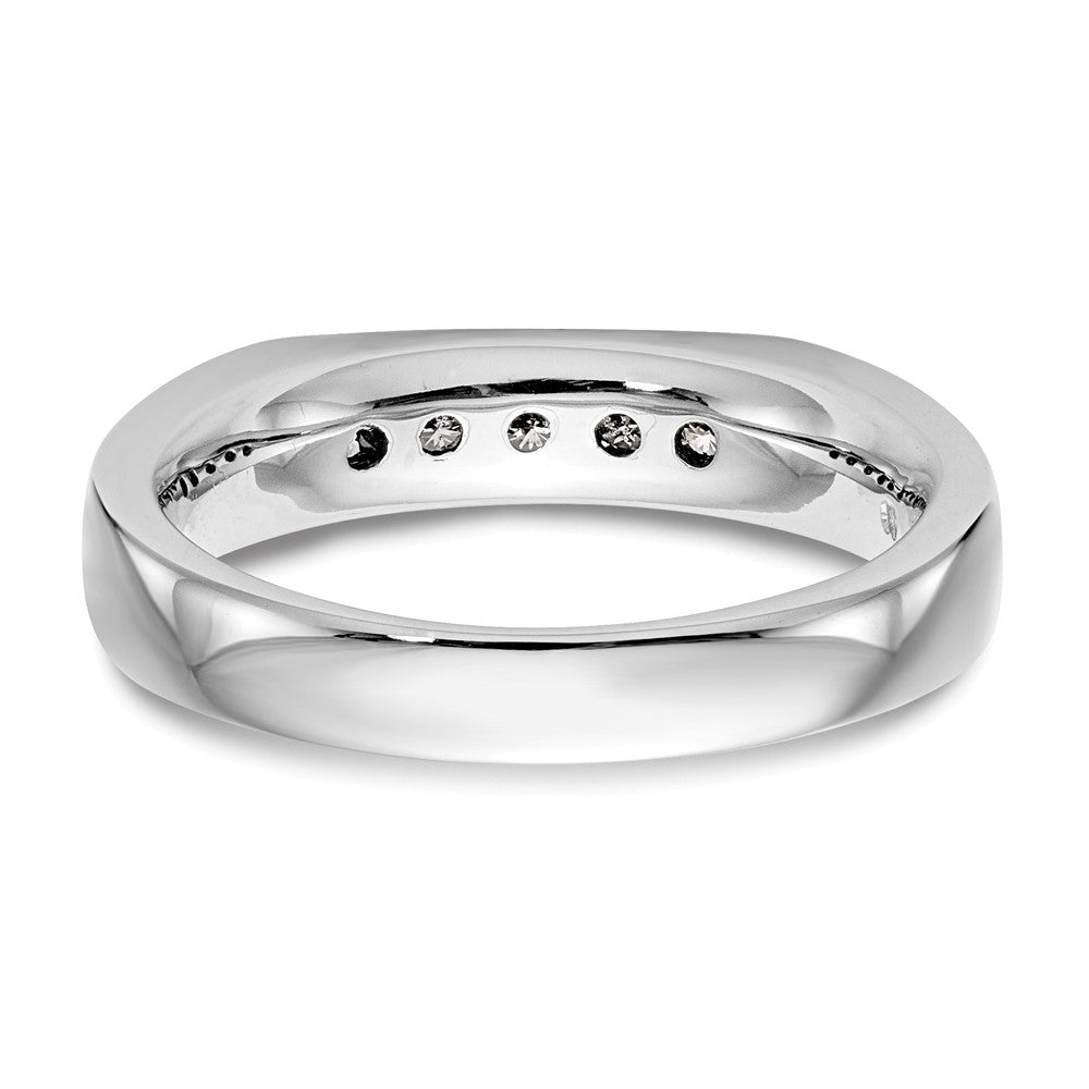 14K Weißgold Ehering mit 5 Diamanten in Kanalfassung