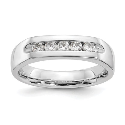14K Weißgold Fünf-Stein-Ring mit natürlichen Diamanten in Kanalfassung