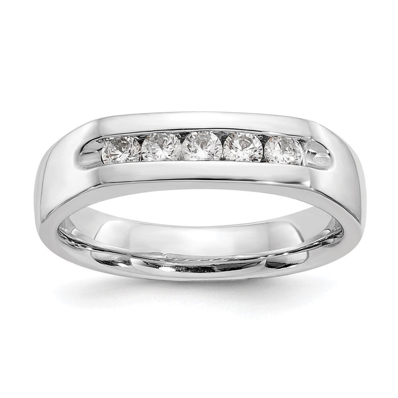 14K Weißgold Fünf-Stein-Ring mit natürlichen Diamanten in Kanalfassung