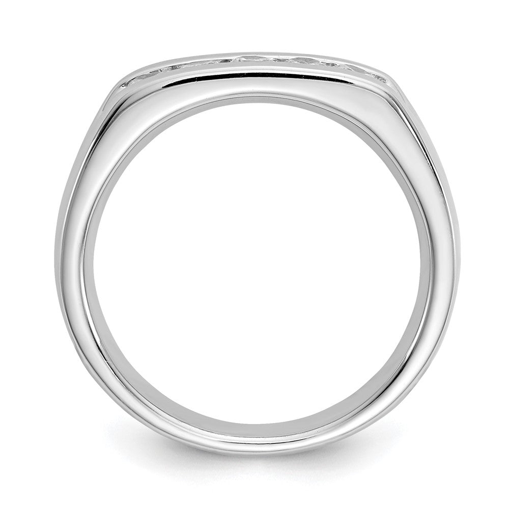 14K Weißgold Ehering kanalgefasst mit 5 natürlichen Diamanten