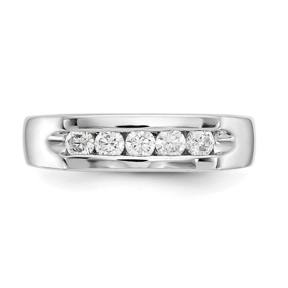 14K Weißgold Ehering kanalgefasst mit 5 natürlichen Diamanten