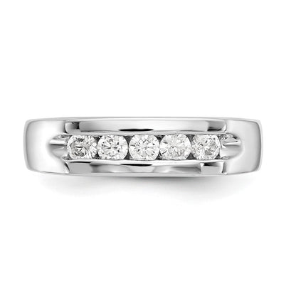 14K Weißgold Ehering kanalgefasst mit 5 natürlichen Diamanten