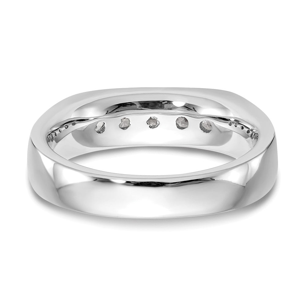 14K Weißgold Ehering kanalgefasst mit 5 natürlichen Diamanten